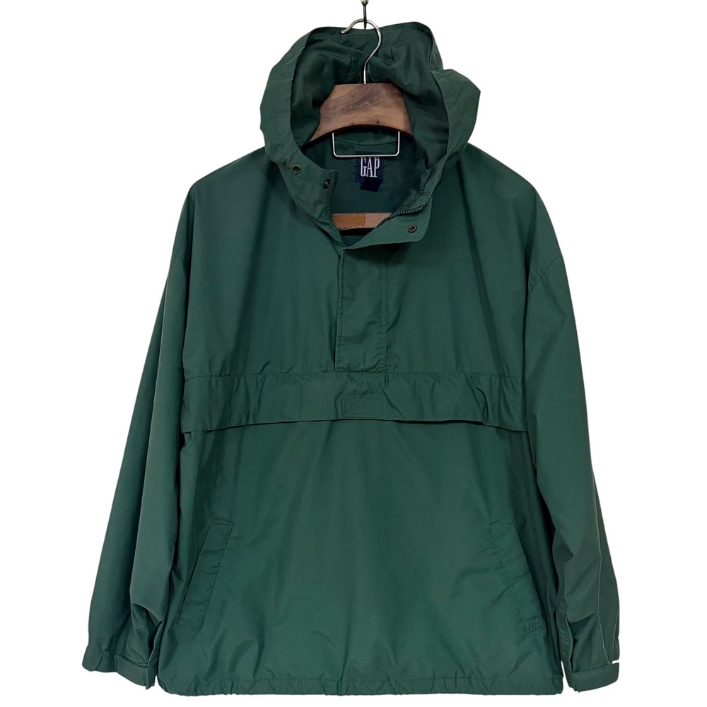 Vtg Gap Anorak Windbreaker Hooded Pullover Jacket Green Y2K College Gorpcore XL
